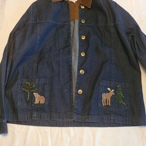 New Vintage 90s Breckenridge Women’s Denim Jacket with Embroidered Moose Large